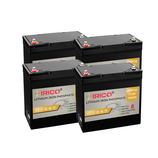 IRICO Lifepo4 Battery 12V 100Ah Compact Size, 4PK