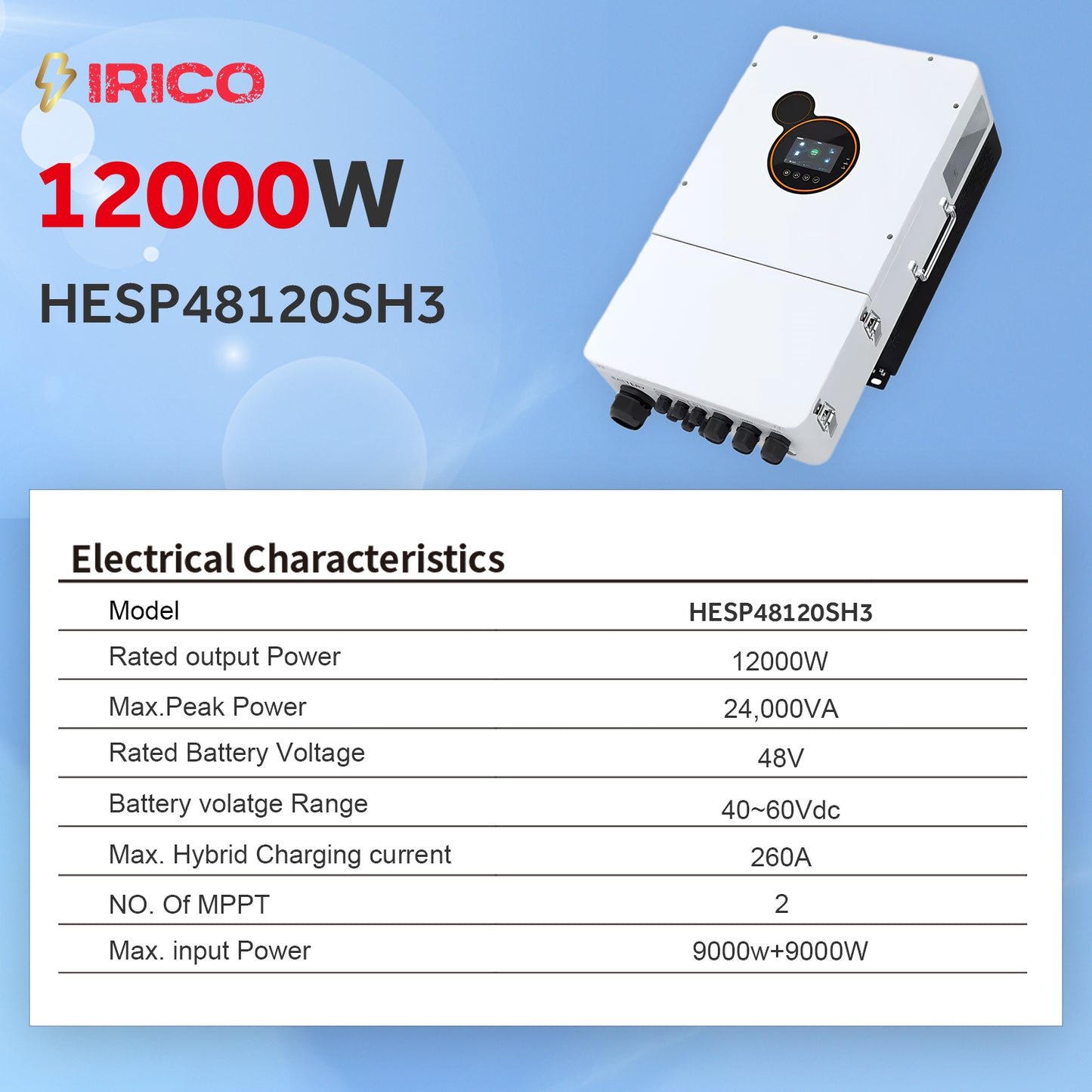 LONGi HI-MO 7 Solar Panels 460W x12 | 51.2V 15kWh IRICO Power Wall x2 | 12KW SEI Series All-in-One Inverter | Complete Solar Power Kit for Home, Cabin & Off-Grid