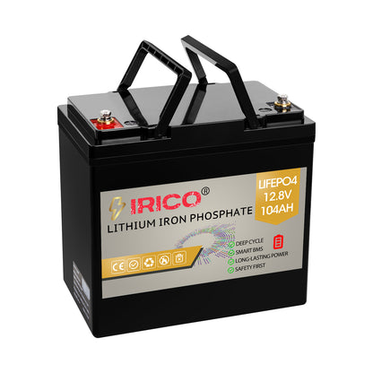 IRICO Lifepo4 Battery 12V 100Ah Compact Size, 1PK