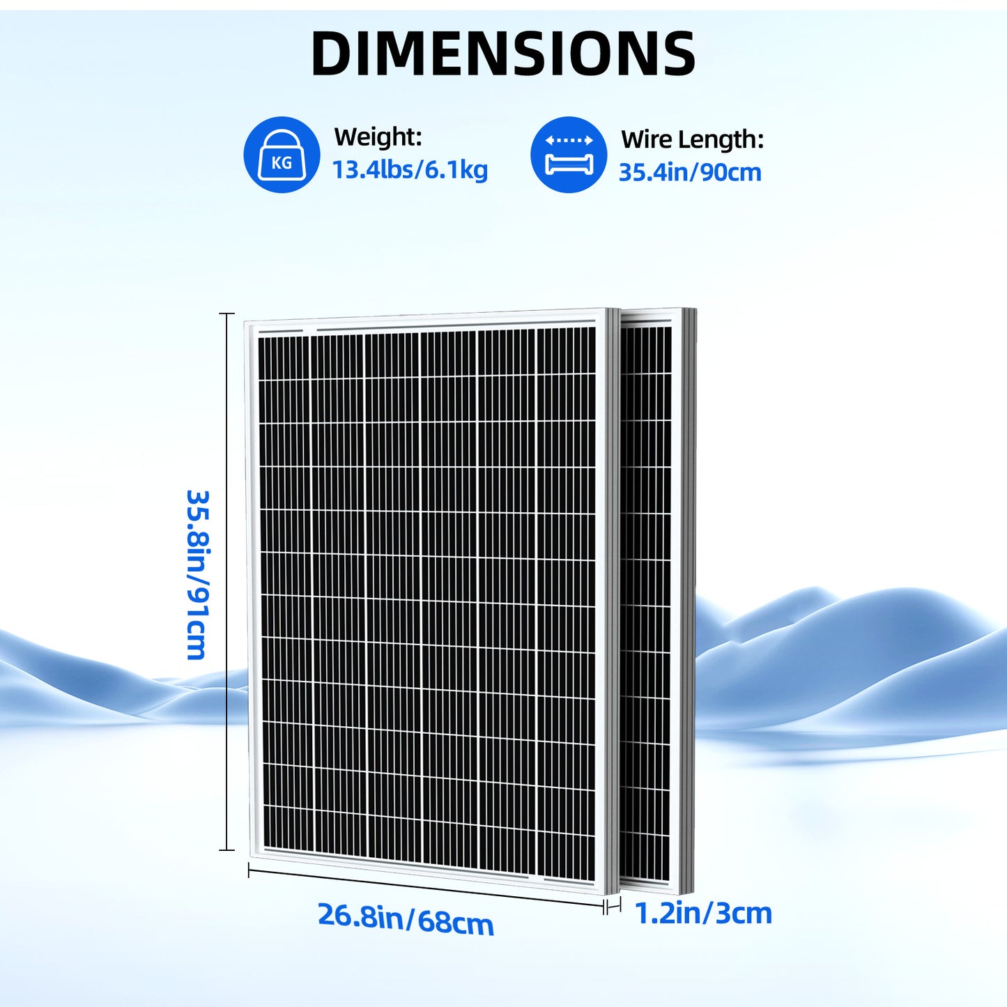 Irico 200W Mono-crystallion Solar Panels 200Watts (100W*2PCs)