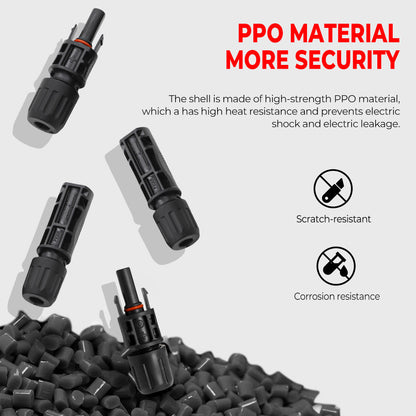Solar connector housing material features