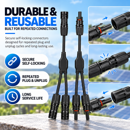 IRICOSOLAR Solar Y Branch Parallel Connector Cable, Solar Panel Adapter Connectors, Male/Female Plug Wire Kit for Parallel Connection (1t2 1t3 1t4)