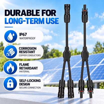 IRICOSOLAR Solar Y Branch Parallel Connector Cable, Solar Panel Adapter Connectors, Male/Female Plug Wire Kit for Parallel Connection (1t2 1t3 1t4)