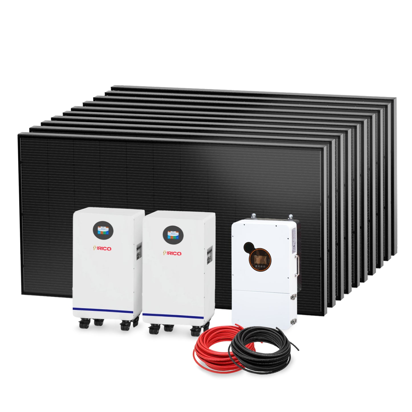 PEIMAR SA500M S SERIES Solar Panels 500W x10 | 51.2V 15kWh IRICO Power Wall x2 | 12KW SEI Series All-in-One Inverter | Complete Solar Power Kit for Home, Cabin & Off-Grid