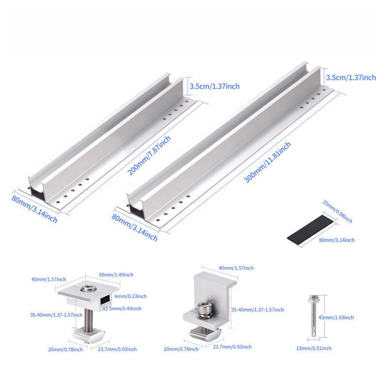 Solar Panel installation Rail & Clamps