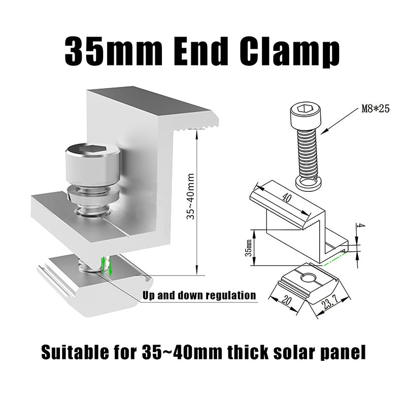 Solar Panel installation Rail & Clamps